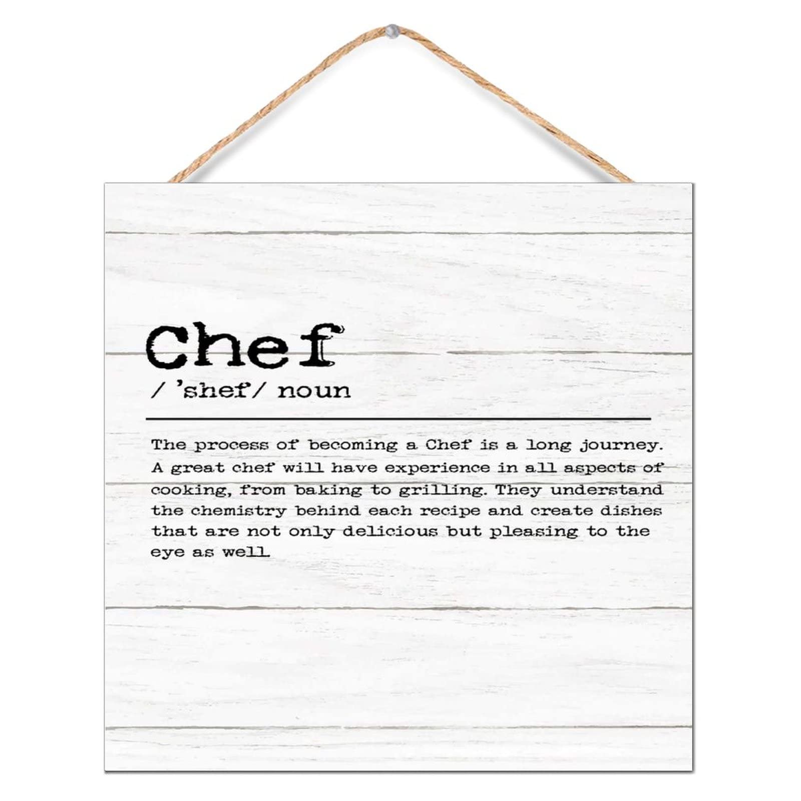 Décoration murale Chef Noun en bois panneau de dictionnaire minimaliste haut de gamme