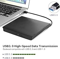 Vista 2 de intendvision Unidad externa de CD DVD USB 3.0 portátil se adapta para DVD-R DVD-RW DVD+R DVD+RW DVD-ROM Super Speed Transferencia de datos negro