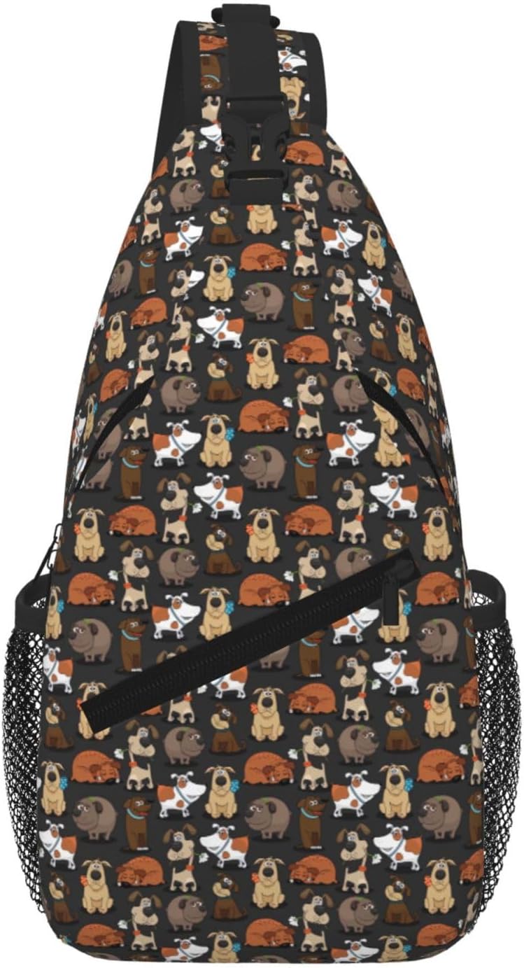 犬用コーギープリント ユニ チェストクロスボディバッグ 軽量ショルダーストラップ 旅行 ハイキング デイパック