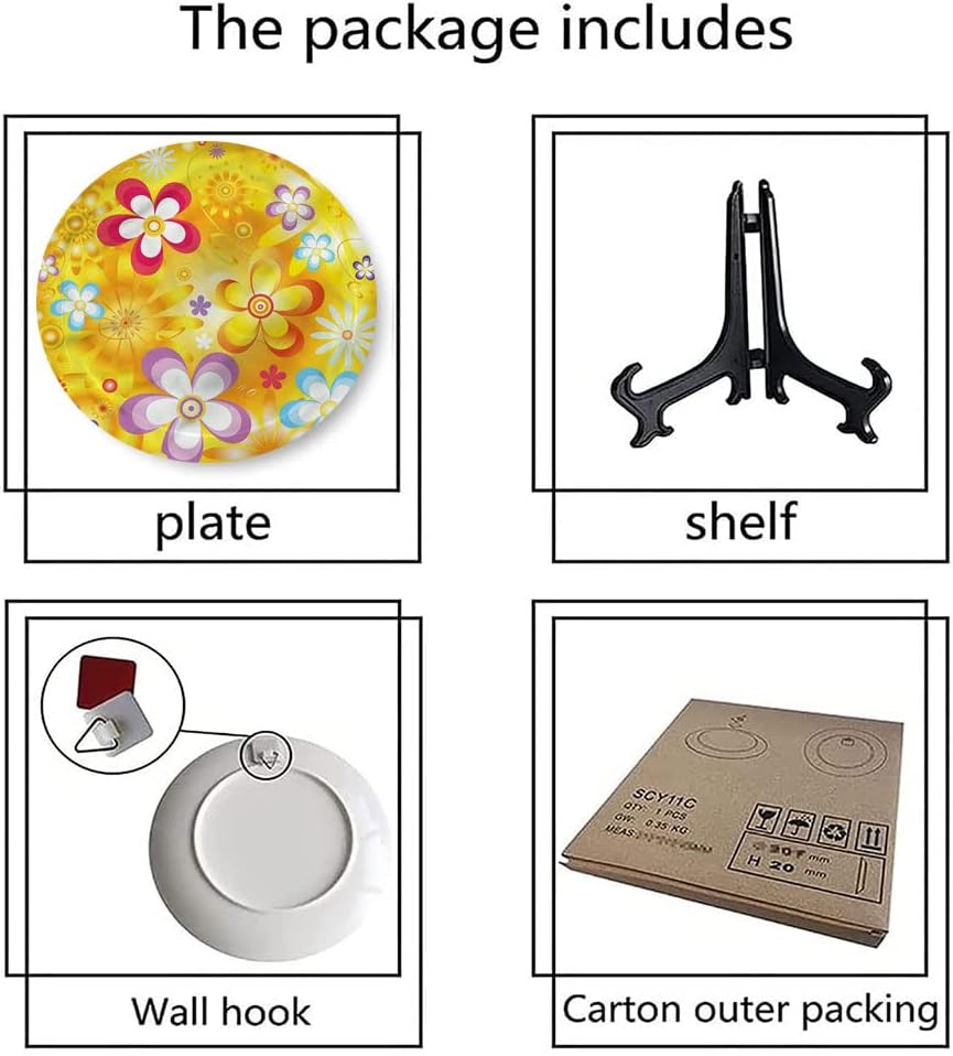 Ceramic Plates, Floral Decorative Ceramic Plates, Vibrant Daisies Cheerful, 6 Inch, Household Plates Decorative, Multicolor