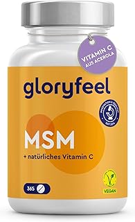 MSM 2000 mg + Vitamin C (Acerola) - 365 Tabletten, kompakteres Pulver als bei Kapseln - Veganes Methylsulfonylmethan - Laborgeprüft, ohne Zusätze