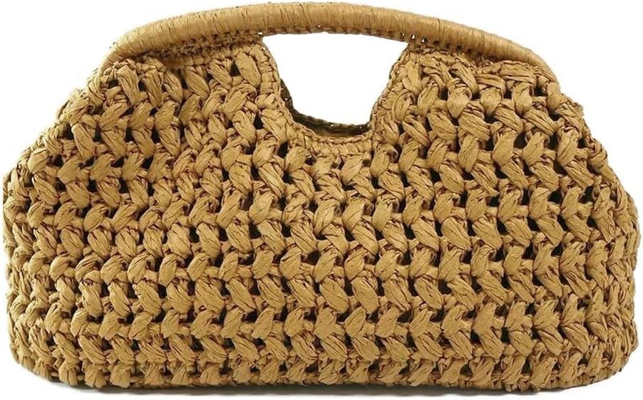 Large Straw Clutch Bag for Women Summer Satchel Purse Fashion Woven Top Hanlde Handbags for Beach Vacation