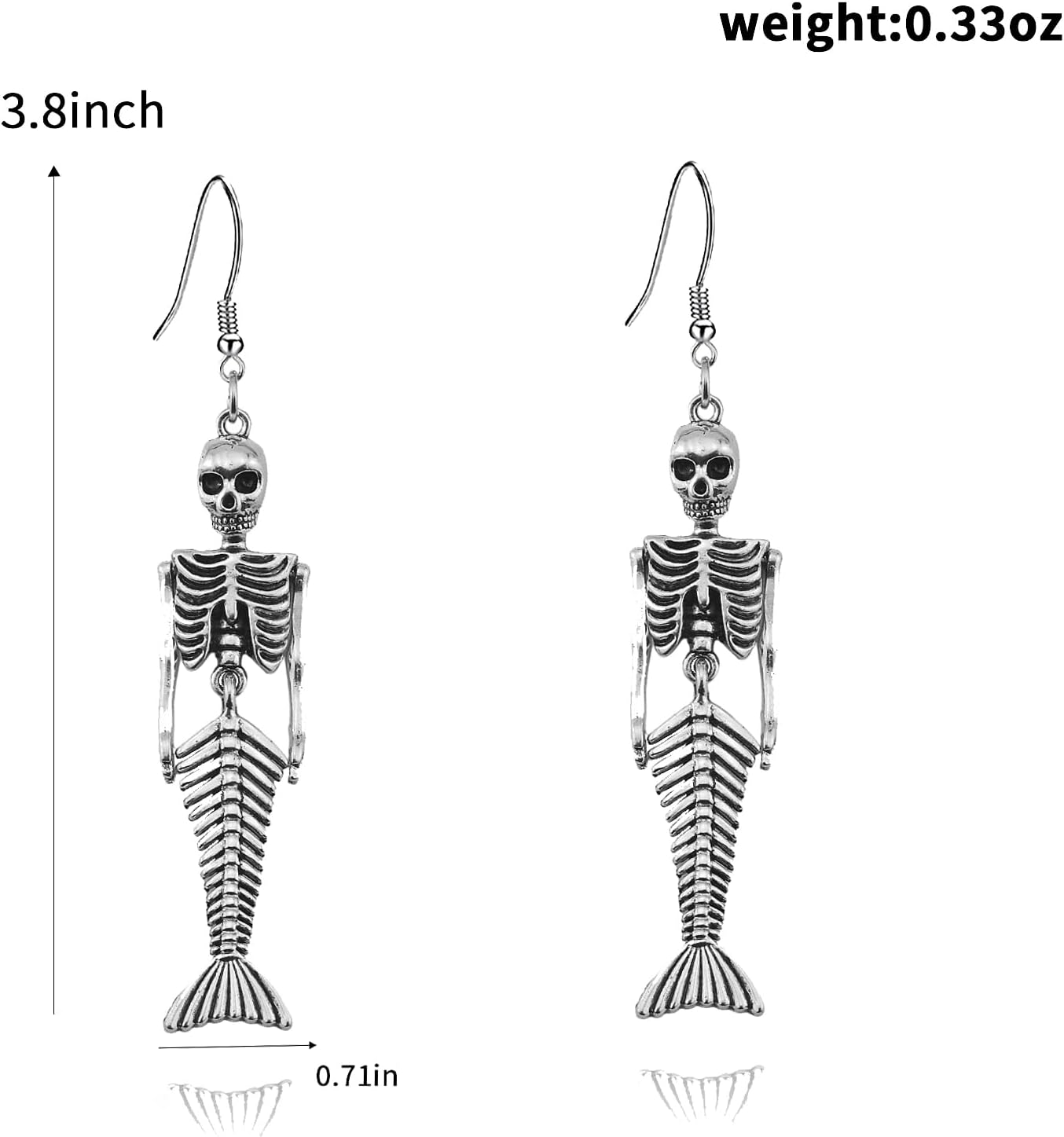 Halloween Earrings for Women Spooky Skeleton Skull Earrings Gothic Skeleton Dangle Earrings Halloween Theme Jewelry Halloween Costume Accessories(Silver Skull) - Image 5