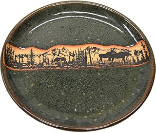 ALWAYS AZUL POTTERY Moose Wrap Dinner Plate in Seamist Glaze - Handmade Dinnerware - Glazed Dinner Plate Stoneware - Traditional Dishware - Great for Home Made Meals, Table Settings, and Picnics