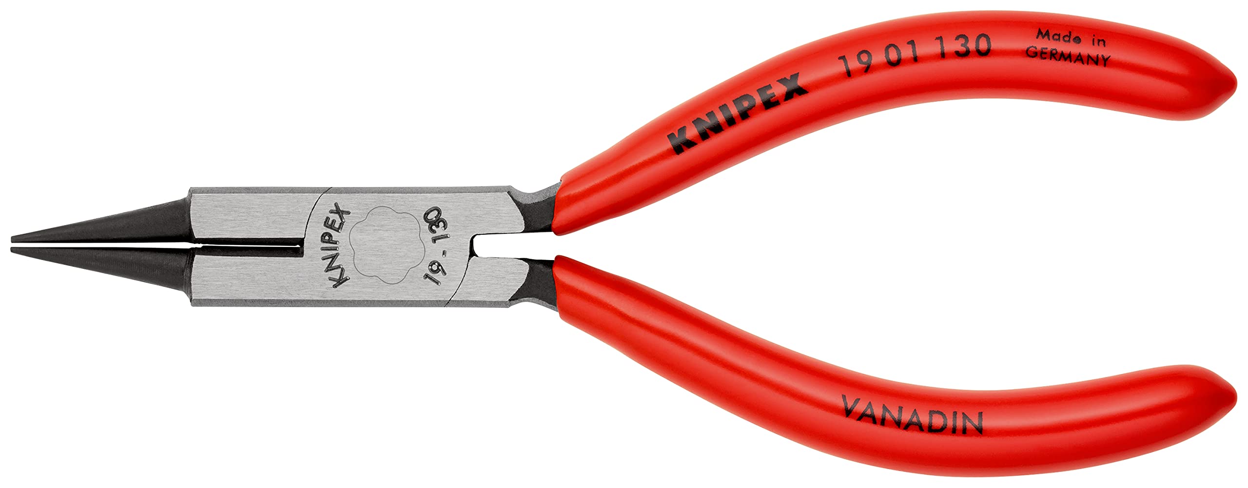 KNIPEX Alicate de boca redonda con filos de corte (Alicate para joyería) con cartulinas autoservicio recubiertos de, 19 01 130 SB