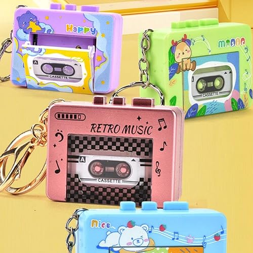 Miniatura 9 de Mini llavero retro para reproductor de cassette, reproductor de microcassette portátil con 10 canciones, reproductores de casete micro portátiles,