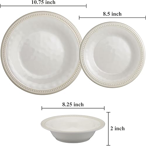 Miniatura 3 de UP ware - Juego de vajilla de melamina con cuentas de 12 piezas, juego de platos para exteriores, juegos de platos y cuencos, servicio para 4, color