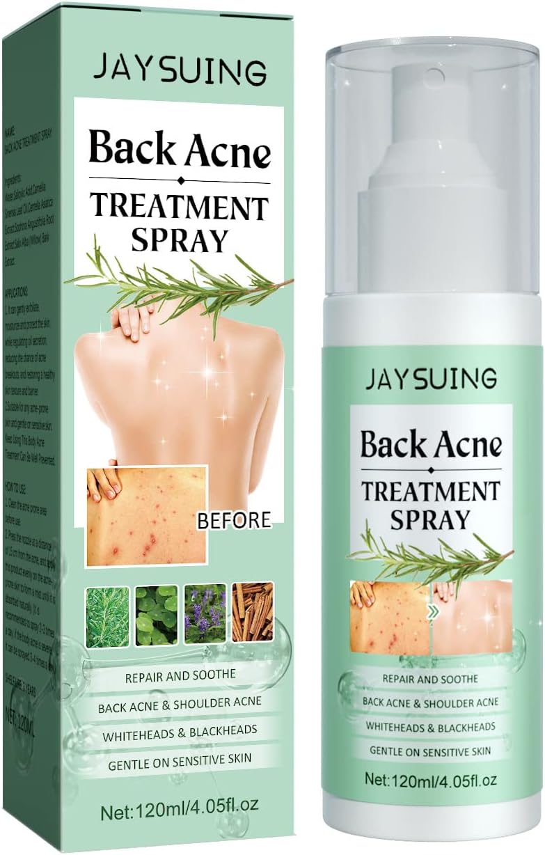 2PCS Salicylic Acid Back & Body Acne Spray - Herbaluxy Back Acne Treatment Spray, Repair Back Shoulder Acne Lighten Acne Marks Skin Care Spray, Moisturizing Control Oil Anti-Acne Serum