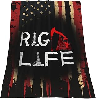 Oil Rig Life Oilfield Worker Oil Driller Drilling Throw Cozy Thick Flannel Blanket 60"x50" for Snuggling on The Sofa, Bed, or Travel
