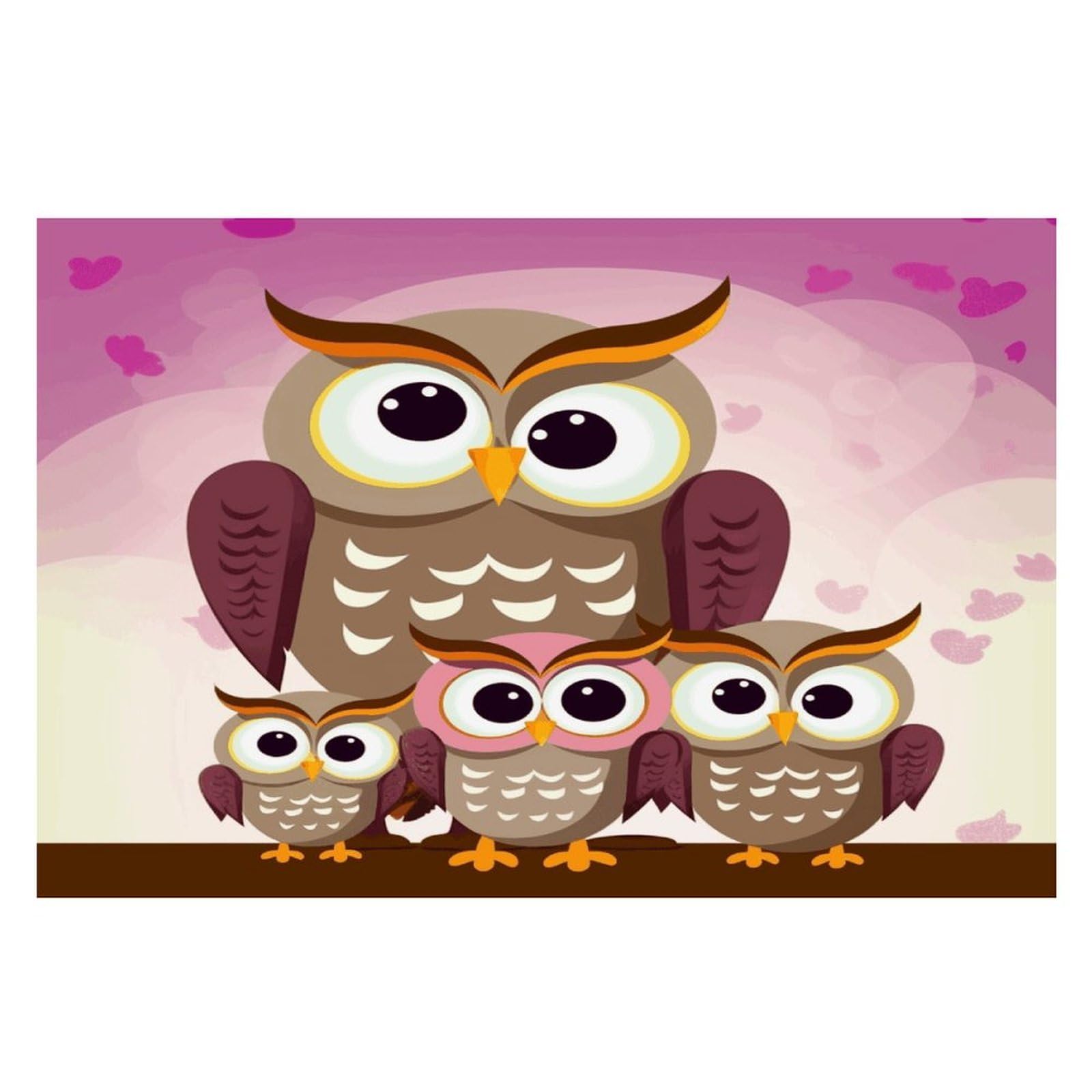 Owls Family Placemats Wipeable Heat Resistant Table Mats Washable Flax Place Mats Elegant Cloth Non-Slip Placemat for Kitchen Dinning Party Table Decor 12 * 18 in