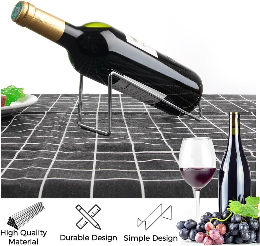 12 Pcs Metal Wine Bottle Stands, Simple Modern Style Wine and Champagne Holders, Single Bottle Racks, Tabletop Wine Organizer for Liquor Bottles