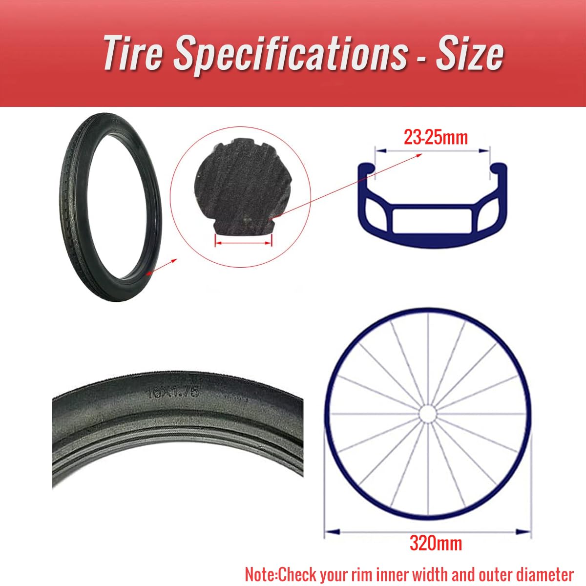 Amazon.com : Catazer 16 Inch 16x1.75 Bicycle Solid Tires BMX Bike