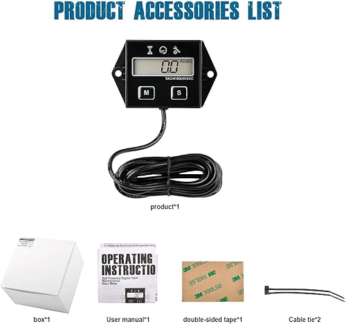 Miniatura 7 de Runleader Tacómetro digital con medidor de horas, recordatorio de mantenimiento, apagado del usuario, uso para cortacésped ZTR, generador