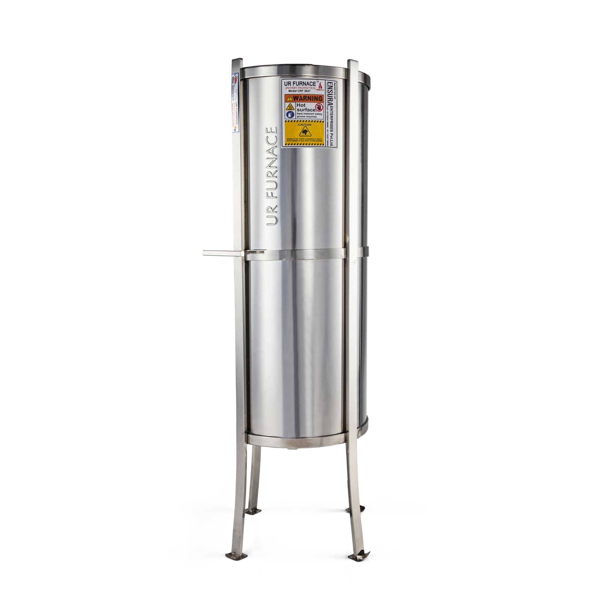 ENSURA Stainless Steel UR FURNACE | SANITARY WASTE DISPOSAL | Waste management | No Smell | Portable | Eco-Friendly | No Power | No Fuel | (PATENTED), Open Top, Silver-image-15