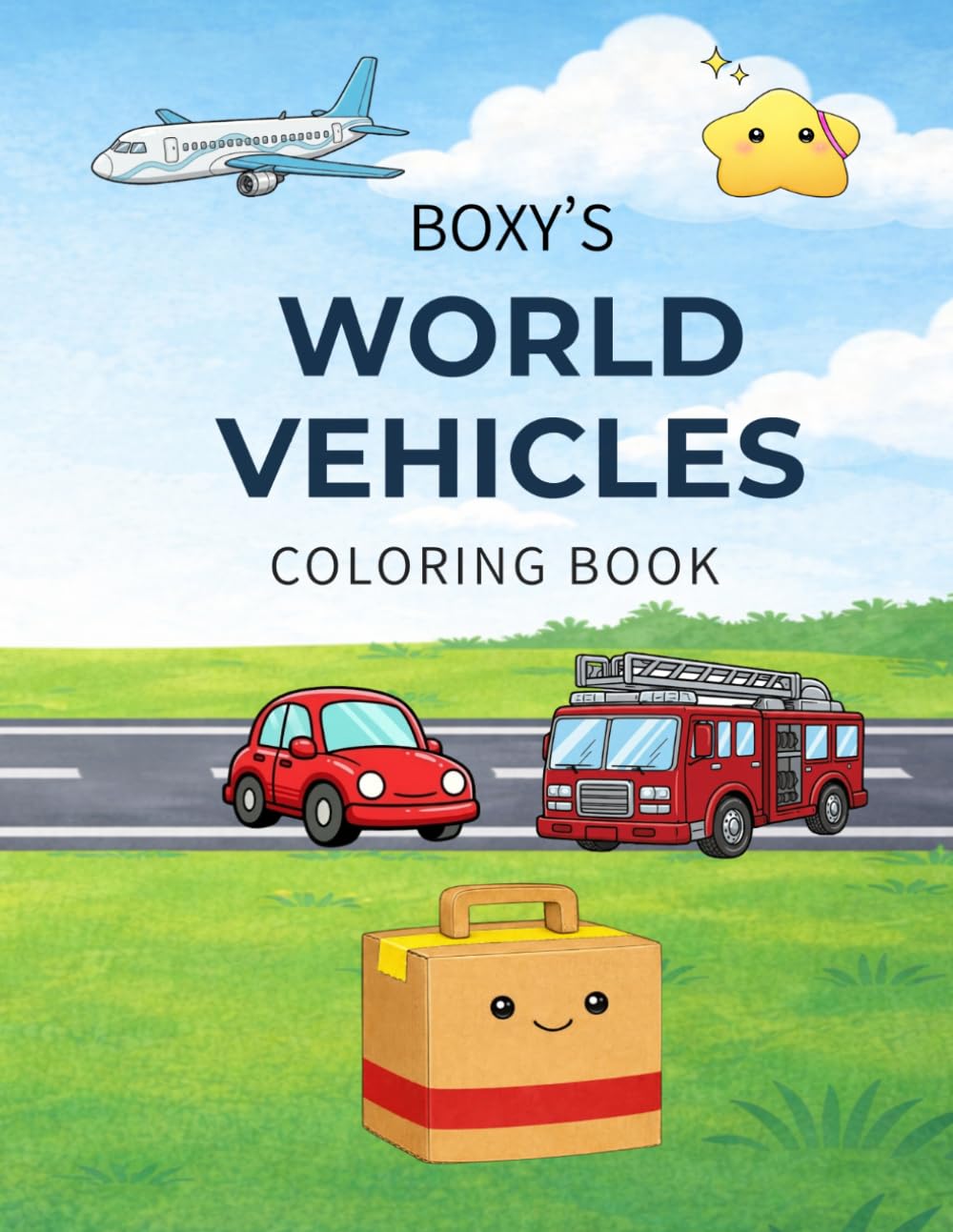 BOXY'S WORLD VEHICLES: Fun and Simple Coloring Pages for Kids Ages 4–8