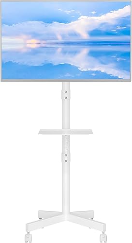 Miniatura 1 de Carrito móvil con ruedas para TV de 23 a 60 pulgadas, con pantalla plana y curvada LED, con ruedas de bloqueo, soporta hasta 55 libras, soporte
