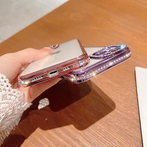 Miniatura 4 de AmazFCCY Funda para iPhone 14 Pro Max de 6.7 pulgadas, bonita funda de lujo con diamantes de imitación de diamantes de imitación suaves y