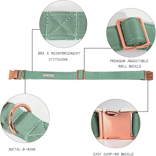 Miniatura 2 de Lionet Paws Collar de perro con pajarita, cómodo collar de seda verde para perro con pajarita desmontable para cachorros y gatos, cuello de 8 a 12