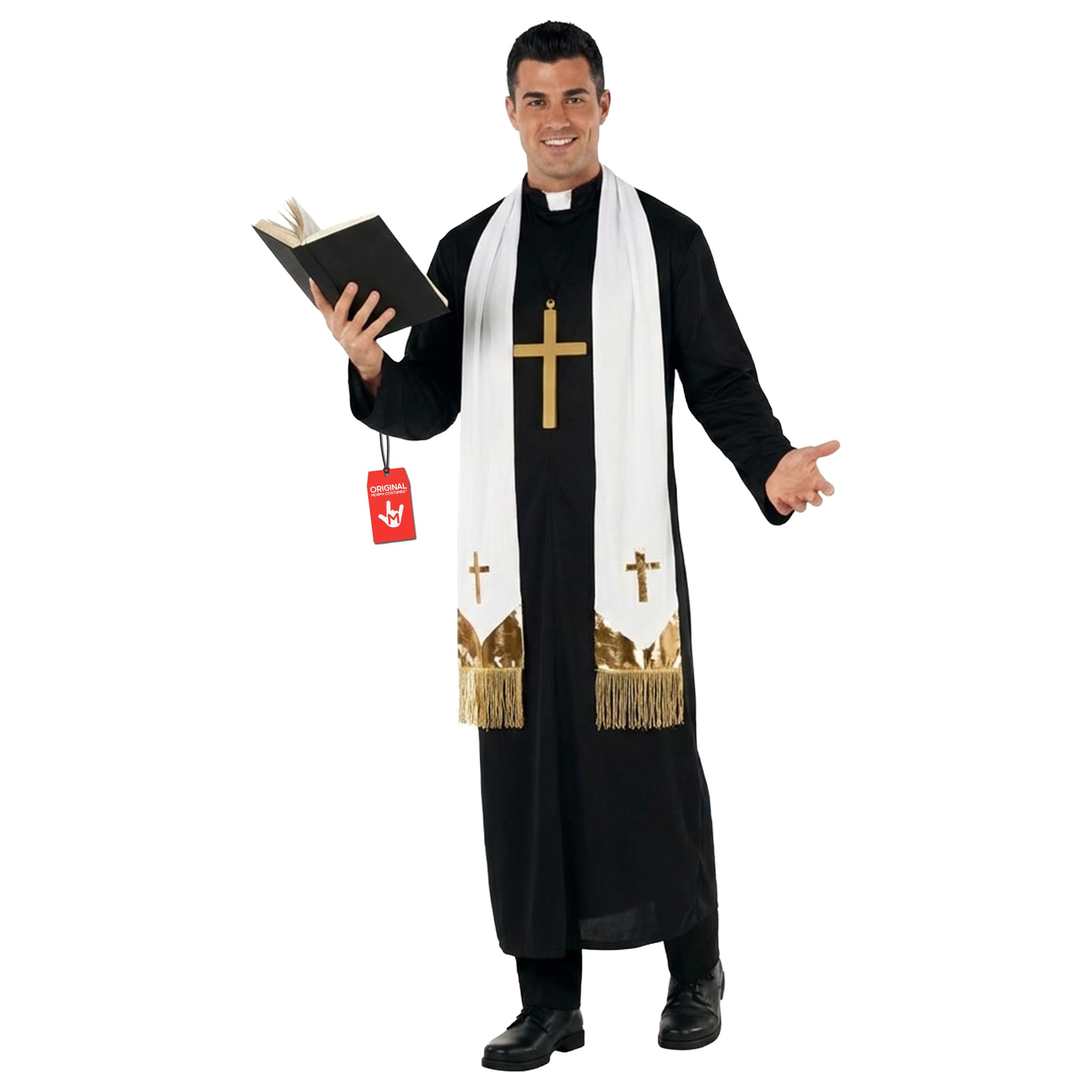 Morph Priest Costume for Men, Vicar Outfit for Halloween, Clergy Attire, Religious Costume