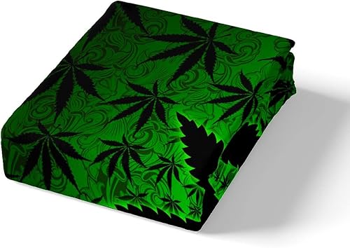 Miniatura 5 de Funda de edredón de hojas de marihuana para niños, niñas y adolescentes, funda de edredón de hojas de cannabis neón King, juego de ropa de cama de