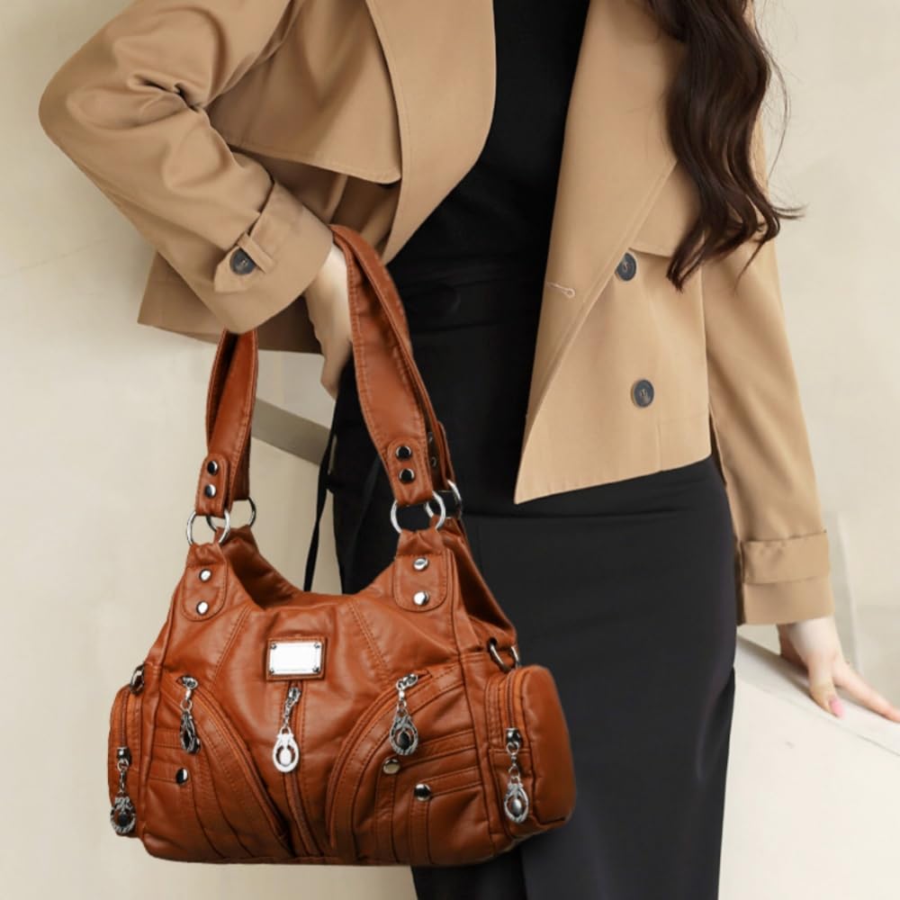 Torebka dla kobiet, duża pojemność, wiele kieszeni, miękka skóra PU, na co dzień, pojedyncza torba crossbody
