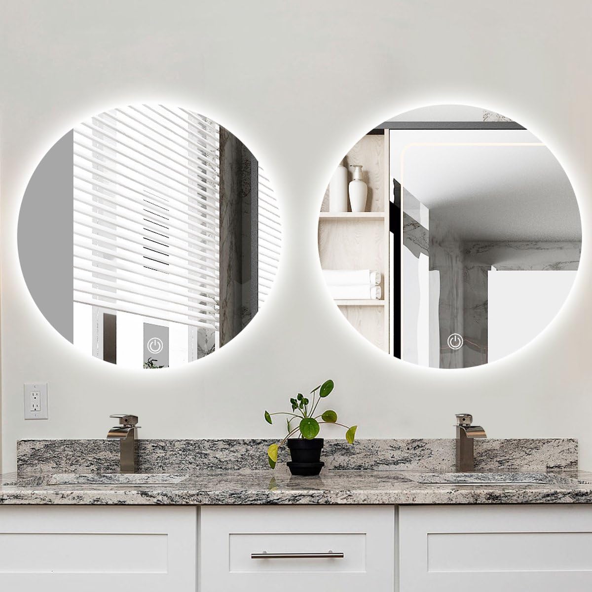 SensaHome - Espejo Redondo para Baño sin Marco con Iluminación LED - Regulable - Espejo de Pared - 60CM