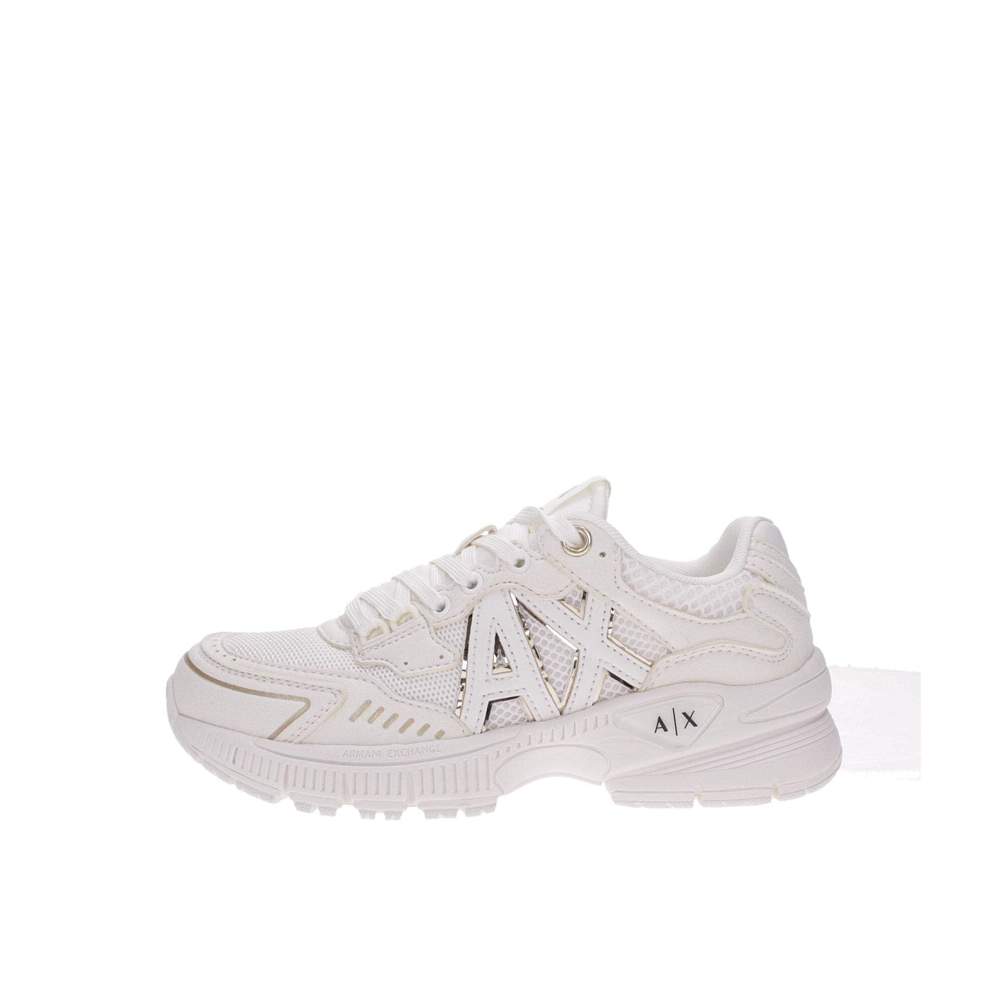 Armani Exchange A|X Women's Speed, Mesh And Gold Details, Sneaker, off White + Pale Gold, 37