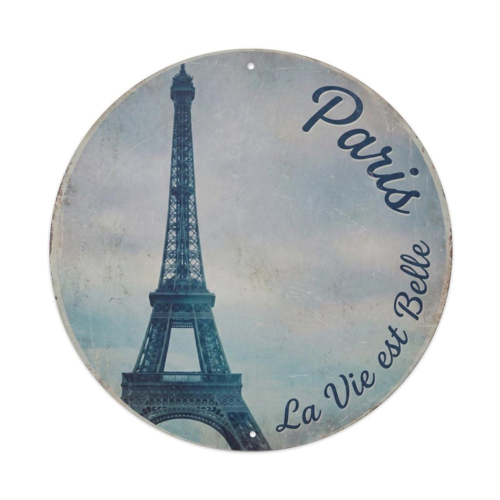 Vintage Paris France Travel Metal Tin Sign Plaque Wall Decor for Cafe, Club Bar, Office, Home Garden Metal Poster 8x12Inch