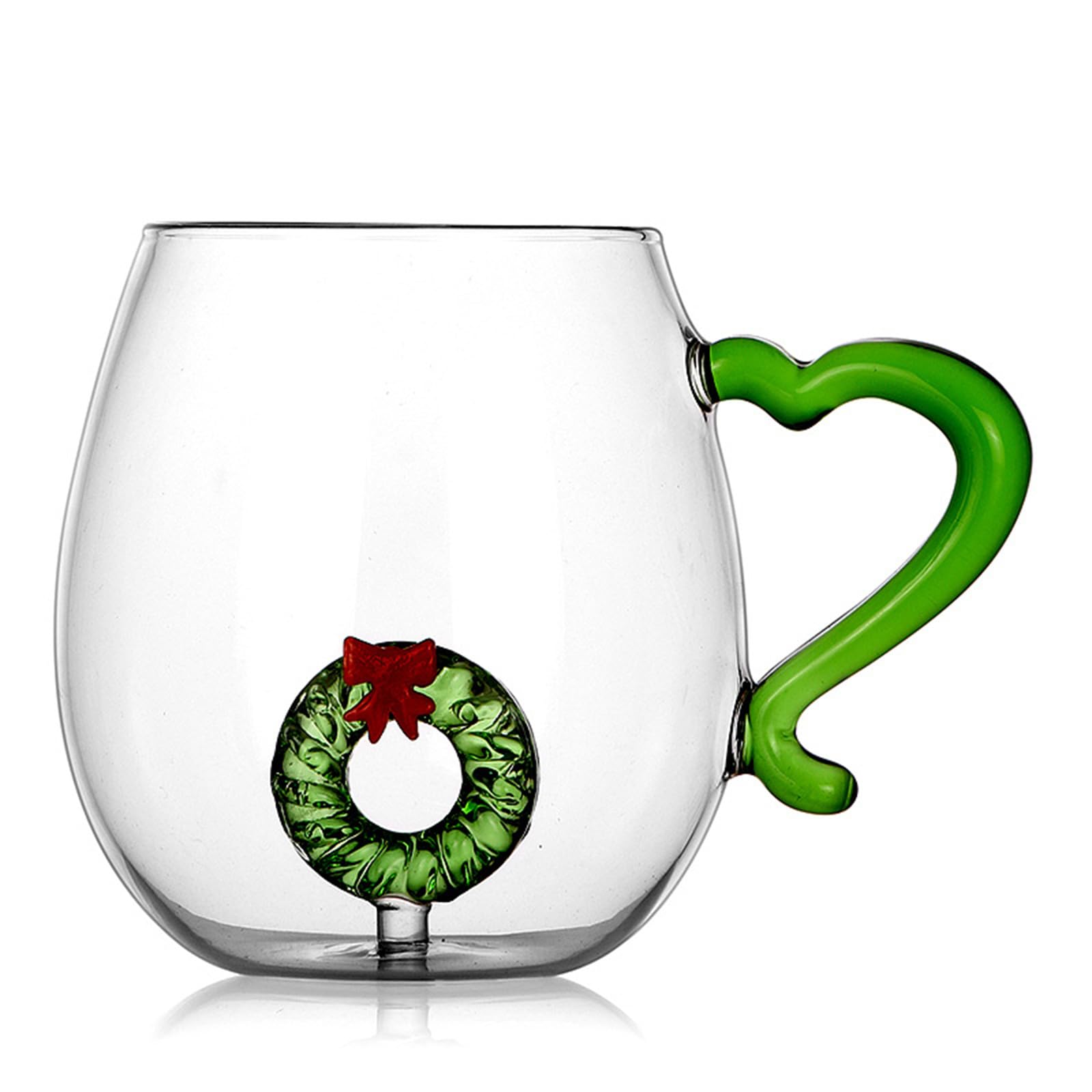 Xinsheinelry Decorative Christmas Glass Cup Christmas Party 3D Glass Mug Practical Festival Pattern Embellished Mugs Party Glasswares