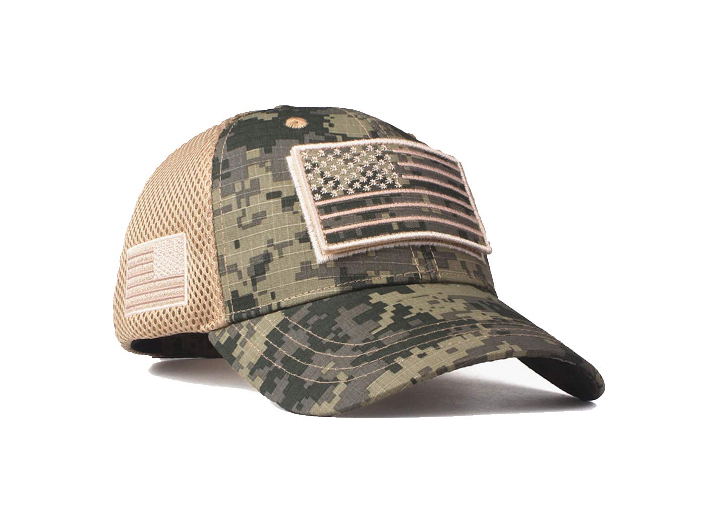 Anna-Kaci Camouflage Trucker Special Tactical Operator Forces USA Flag Patch Baseball Cap