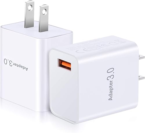 OKRAY - Bloque de cargador USB, paquete de 2 adaptadores de carga rápida 3.0 de 18 W, bloques de carga rápida, cargador de pared USB-A, ladrillo de