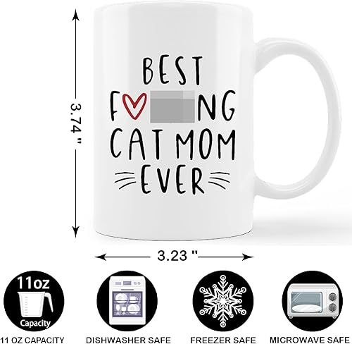 Miniatura 4 de Taza de café con texto en inglés "Cat Mom", regalos para mamá de gato para mujeres, taza de café de cerámica de 11 onzas, tazas de gato para amantes