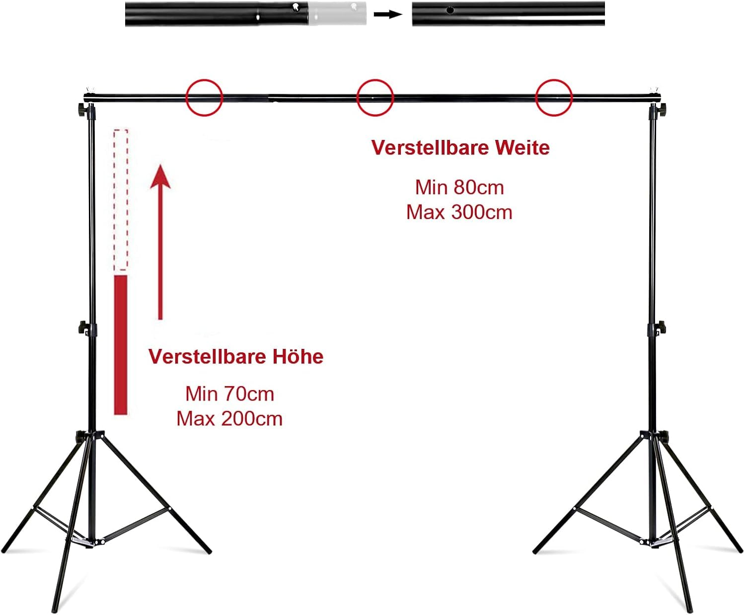 Trintion Support de Fond, 2x3m Support Fond Photo de Toile Réglable avec Sac de Transport Inclus, Convient pour Photographie, Diffusion en Direct, Mariage, etc.