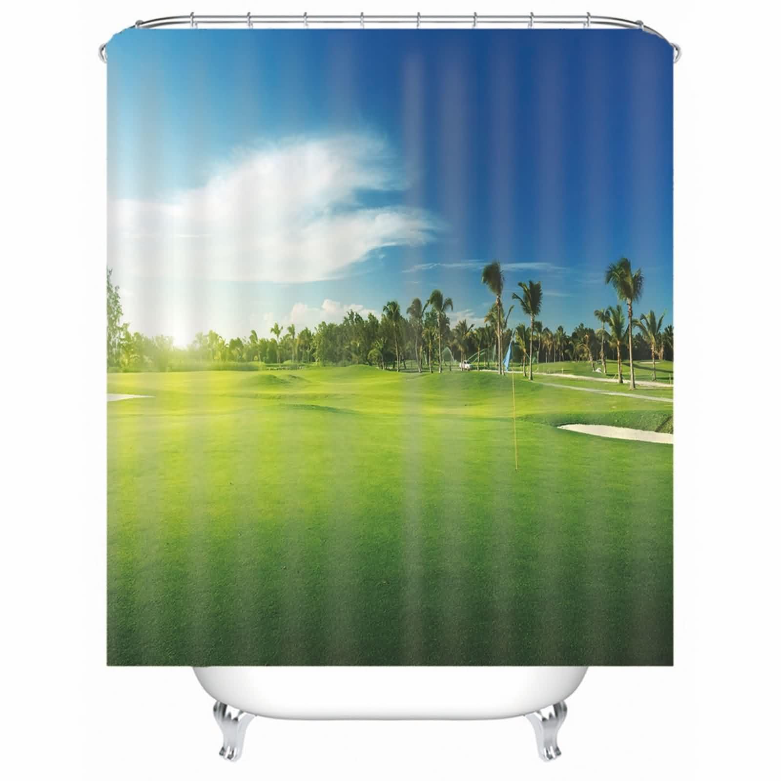 Rideau de douche motif prairie pour transformer votre salle de bain en oasis de verdure