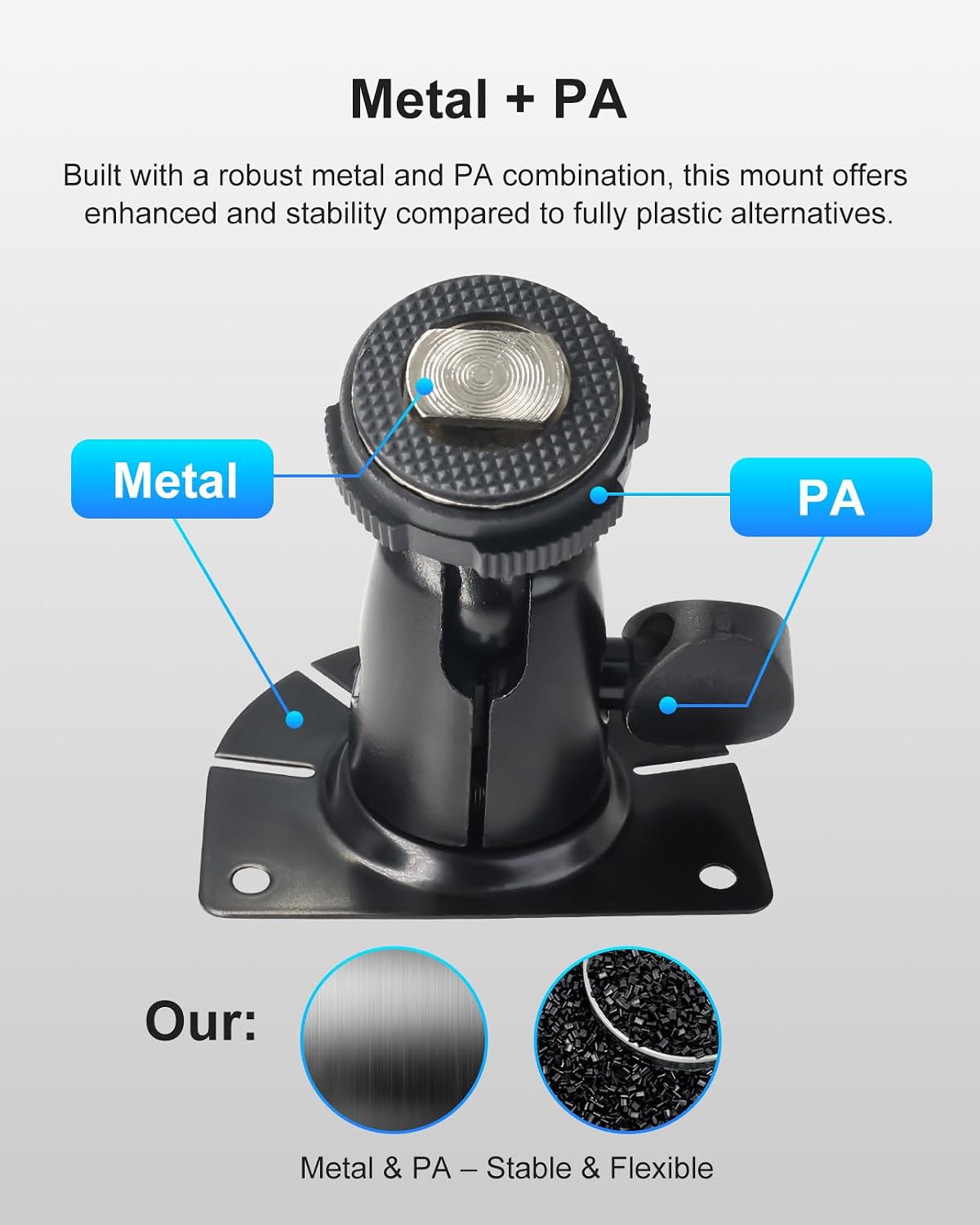Fan-Shaped Mount for Backup Camera Monitor System - Universal Reverse View Bracket for Car RV Truck Van Display, Metal Construction, Double-Sided Tape, No Drill Easy Install