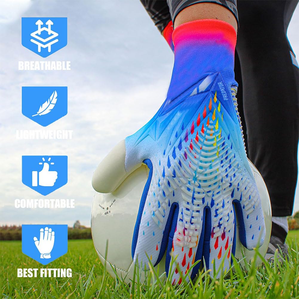 Guanti da portiere da calcio per bambini con palmo super grip, traspiranti e resistenti all'abrasione, guanti da portiere per ragazzi e ragazze