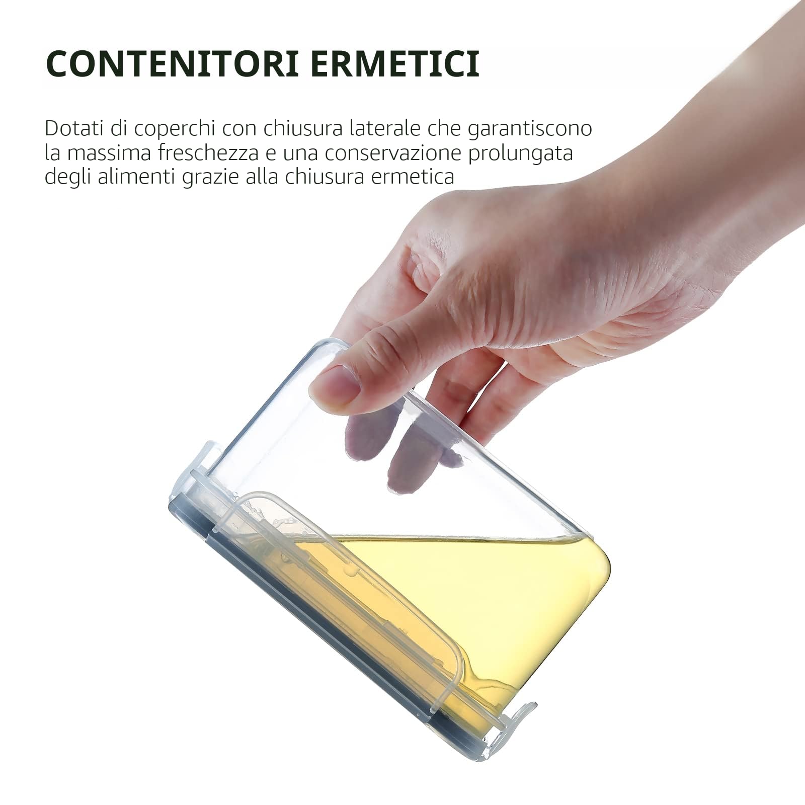 Hibisaws Set 31 contenitori ermetici per alimenti, contenitori plastica con coperchio organizer cucina e frigorifero, scatole pasta zucchero caffè cereali, BPA Free, salvaspazio impilabili