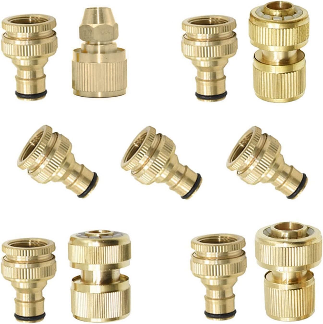 NALsa Copper Water Pipe Coupler Kit Garden Hose Quick Connector Brass Garden Irrigation Tube Water Joints 5Set (Color : D)