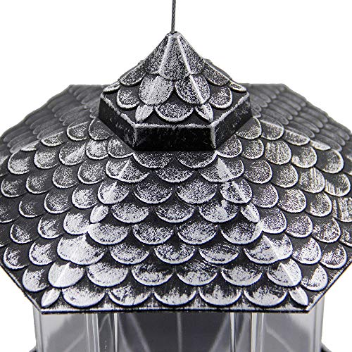 Twinkle Star Wild Bird Feeder Outdoor Hanging For Garden Yard Outside Decoration, Hexagon Shaped With Roof, Silver #TOP2