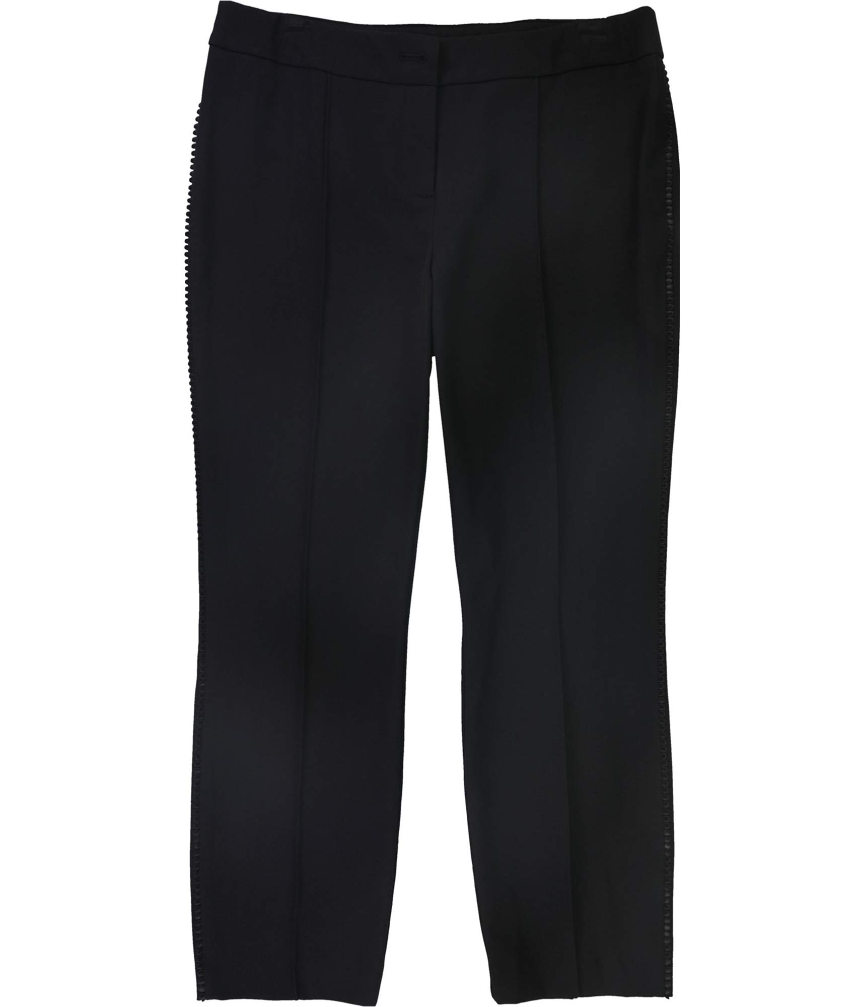 Alfani Womens Crochet-Trim Casual Cropped Pants Black 4