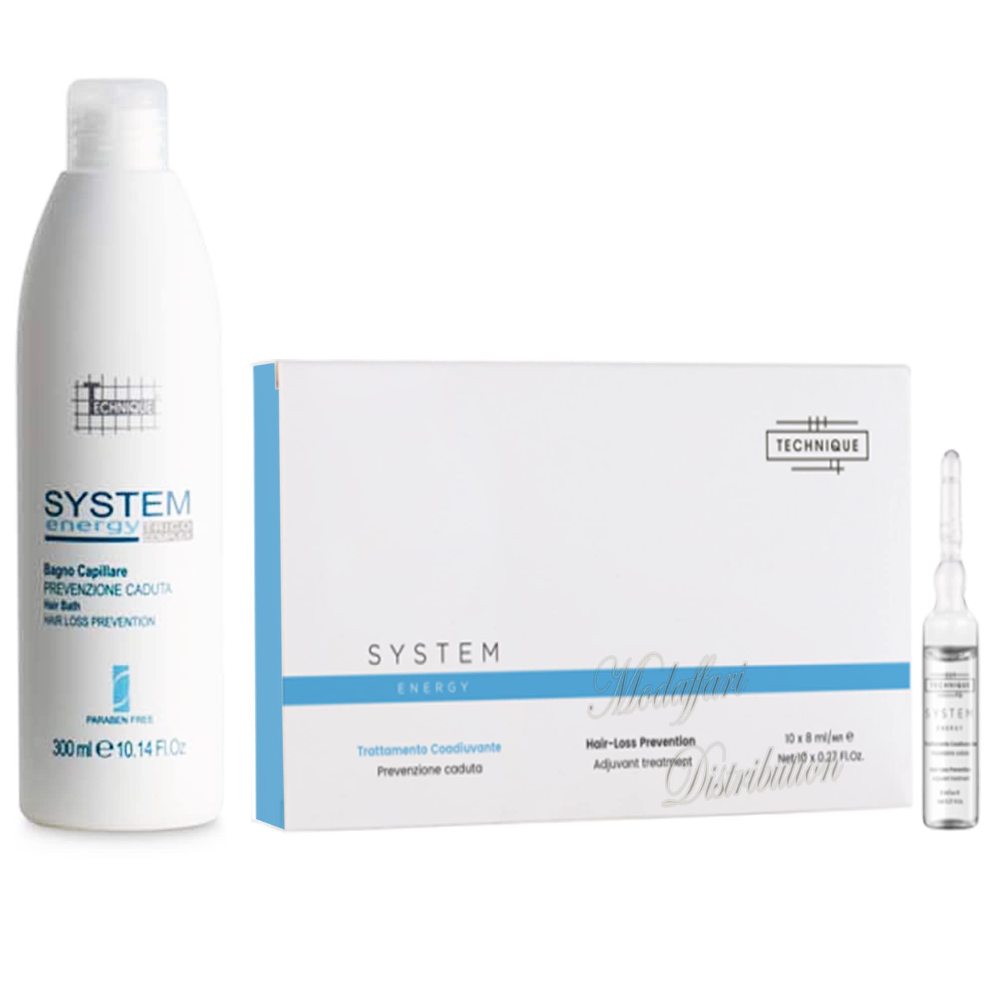 Generisch Set Shampoo + Ampullen Energy-System für Haare Technique Intensivbehandlung gegen Haarausfall für Erwachsene mit Haarausfall (Unisex)