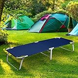 MagshionNavy Blue Camping Folding Military Cot Outdoor + Free Storage Bag