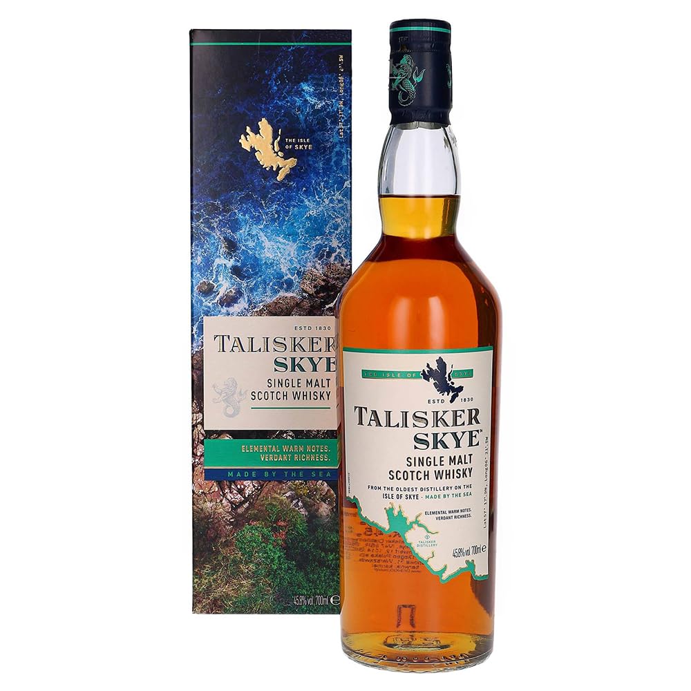 Talisker Skye Single Malt Scotch Whisky | 45.8% vol | 70cl | Scottish Whisky with Fresh Citrus Bursts & Underlying Sweetness | Peated & Smoky Single Malt Whisky | Made by the Sea