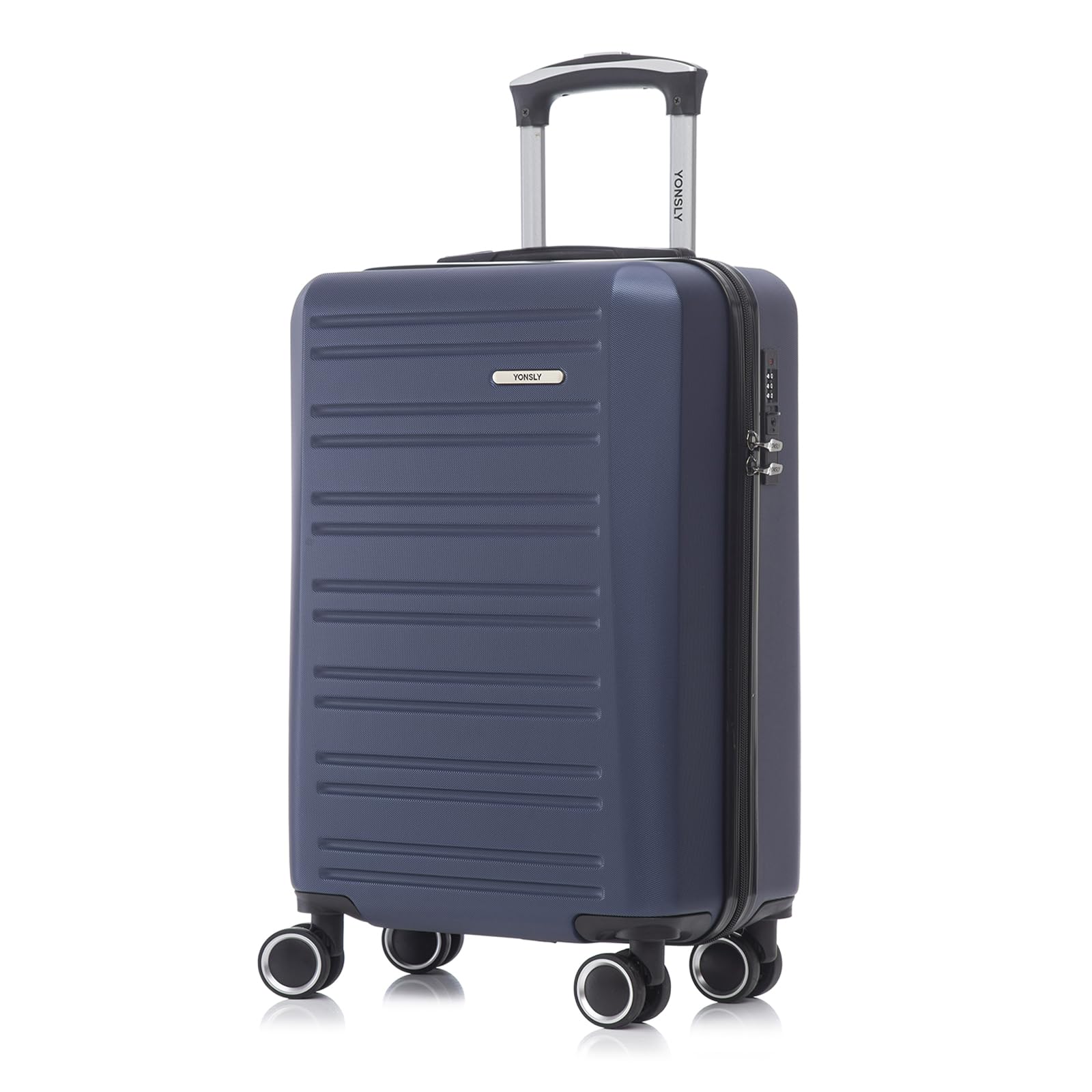 YONSLY Koffer Trolley Reisekoffer Dunkelblau 4-Rollen Hartschalenkoffer mit Zahlenschloss