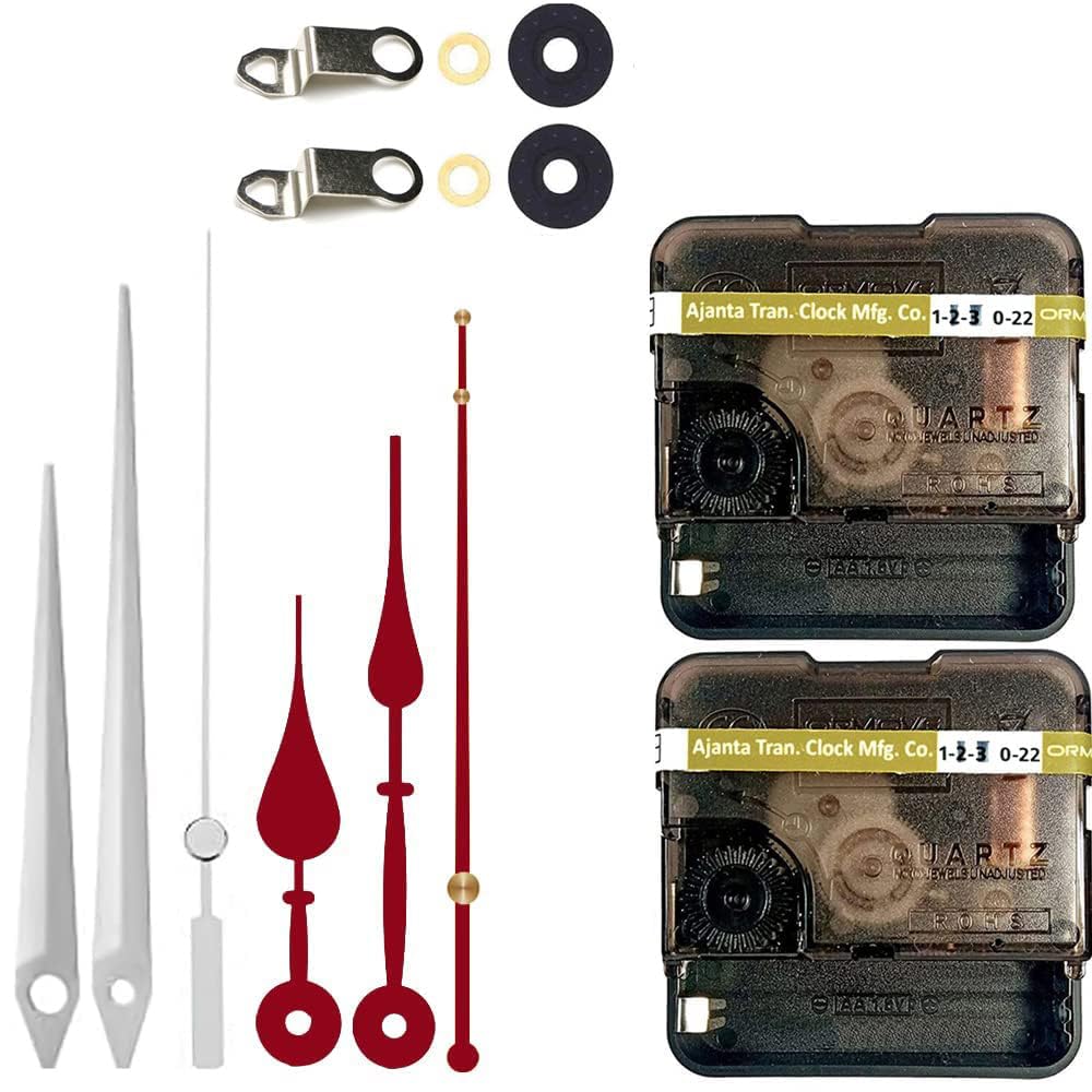 QEWINOX Combo Of 2 Ajanja Mfg. Quartz Machine For Big Size Wall Clock,Battery Operated,Analog Clock Movement Machine With Needles And Hook 12 Mm ,Needles : Antique (Silver,Maroon,Black 5)-image-24