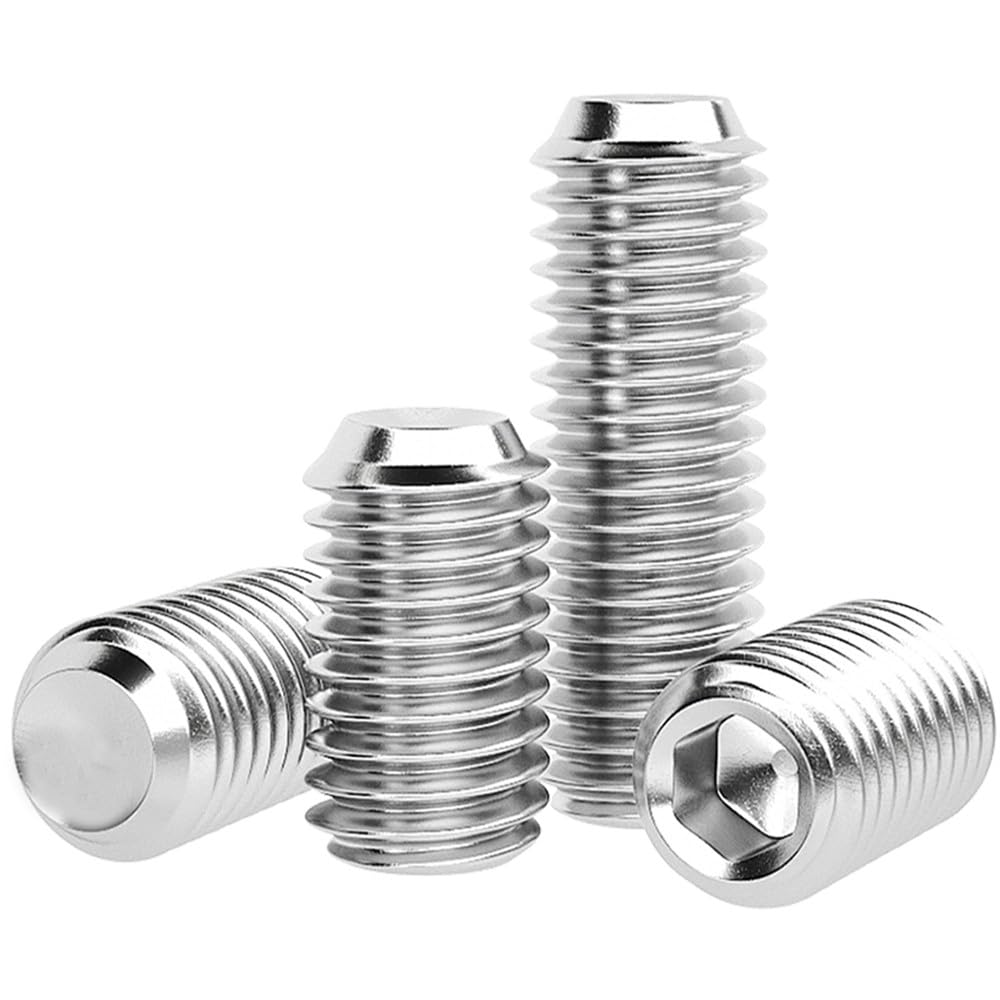 KINDOYO M6 x (8-40mm) Madenschrauben - Wurmschrauben Innensechskant Gewindestifte mit Innensechskant und Kegelkuppe Wurmschrauben aus Edelstahl 20 Stück