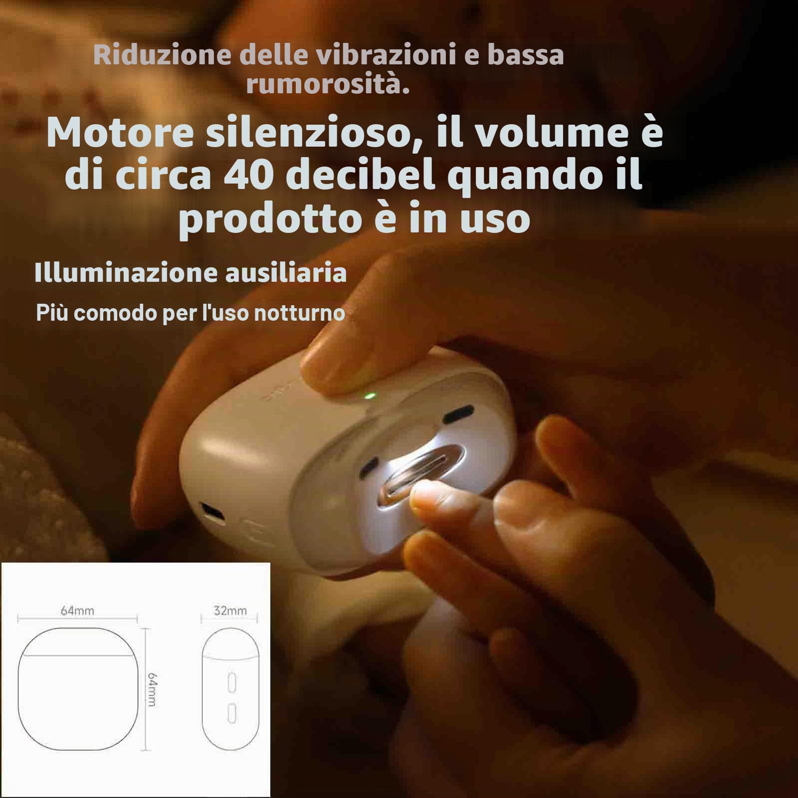 Tagliaunghie Elettrico Automatico Uomo Professionale Taglia Unghie Per Piedi Per Mani Tronchesino Unghie Lima Per Unghie Manicure Automatica Silenziosa Ricaricabile (64x64x32mm,white)