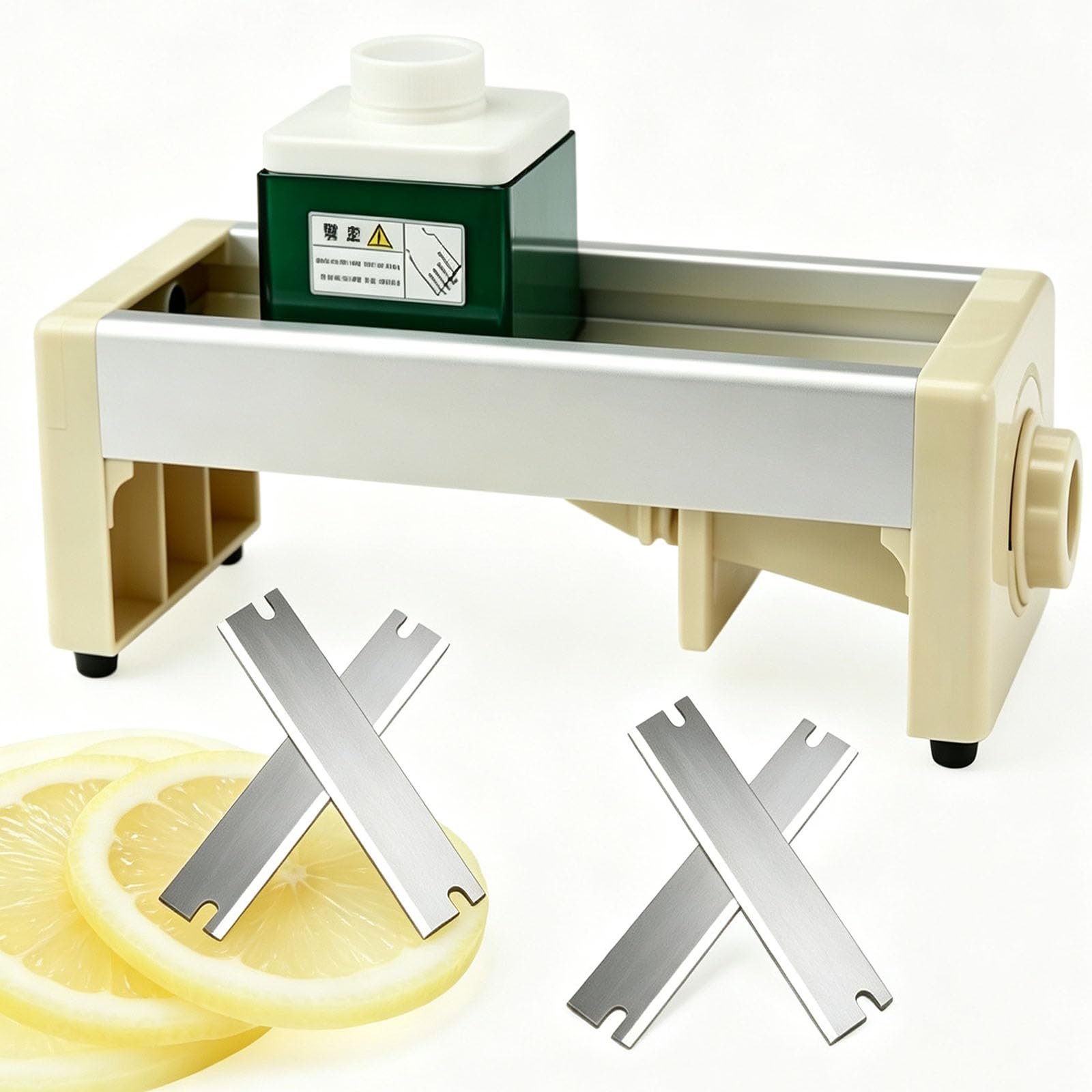 Cortadora De Frutas Manual, Máquina Cortadora De Alimentos Con 2 Juegos De Cuchillas, 15 Niveles De Grosor Ajustables, Funcionamiento Seguro Y Eficiente, Fácil De Limpiar, Para Limones, Cebollas,