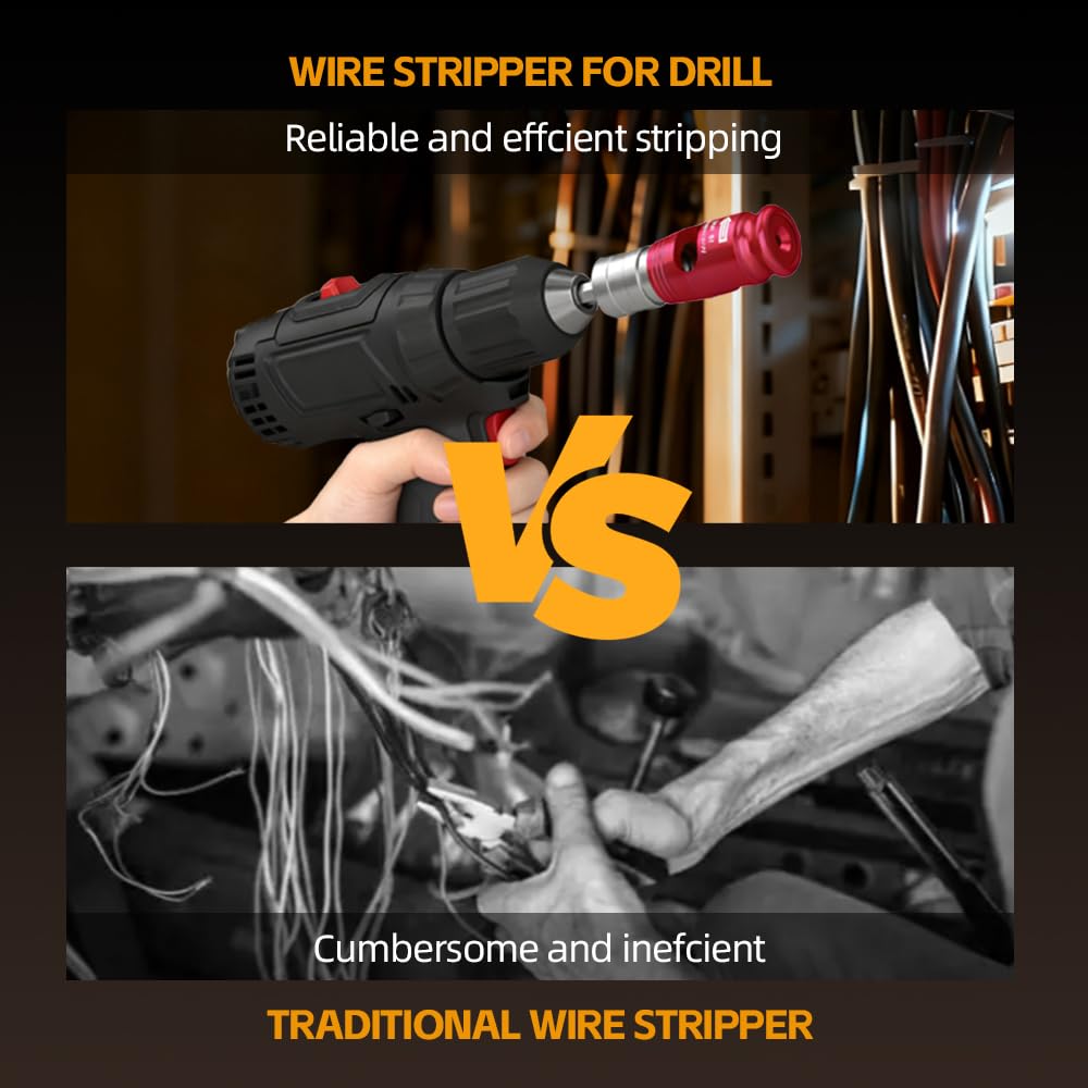 Pelacables 8 en 1 para taladro, herramienta torcida de alambre para taladro, adecuado para pelar rápidamente cables de 6 a 14 AWG, incluye 25 tapas de alambre, 8 unidades