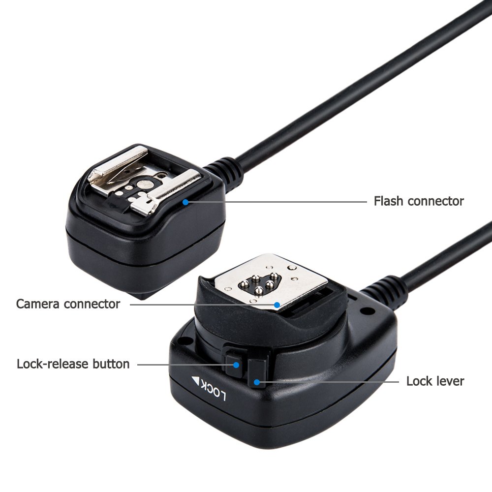JJC TTL Off-Camera cable de sincronización del flash para Canon EOS Cámaras y flashes Speedlite (equivalente a Canon OC-E3)